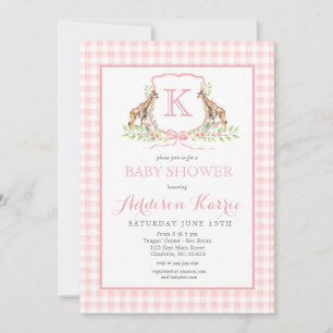 Preppy Giraffe Baby Shower Invitation