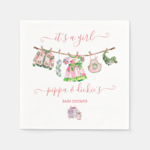 Preppy Girl clothesline Baby Shower Napkin