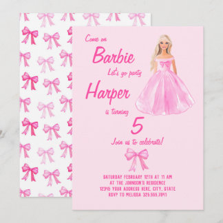 Preppy Girl Doll Birthday Coquette Invitation