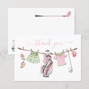 Preppy Girl Golf Clothesline Thank You Note