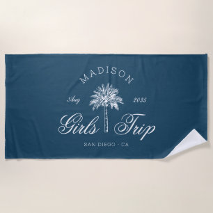 Preppy Girls Trip Bachelorette Weekend Beach Palm Towel