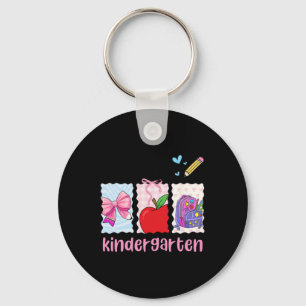 Preppy Girly Back To School Hello Kindergarten Tea Key Ring