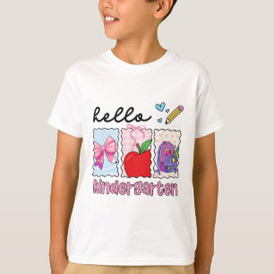 Preppy Girly Back To School Hello Kindergarten Tea T-Shirt