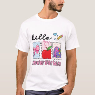 Preppy Girly Back To School Hello Kindergarten Tea T-Shirt