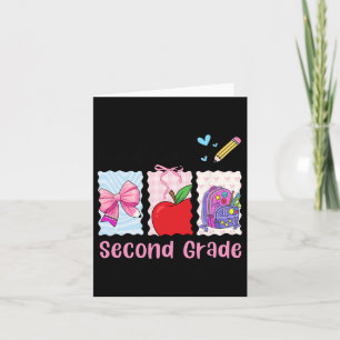Preppy Girly Back To School Hello Second Grade Tea Card