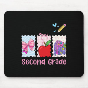 Preppy Girly Back To School Hello Second Grade Tea Mouse Mat