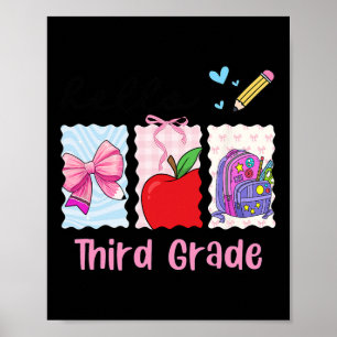 Preppy Girly Back To School Hello Third Grade Teac Poster