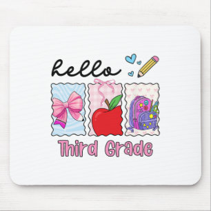 Preppy Girly Ck To School Hello Third Grade Teache Mouse Mat