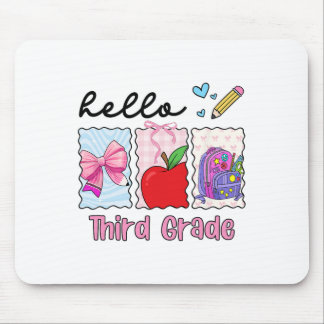 Preppy Girly Ck To School Hello Third Grade Teache Mouse Mat