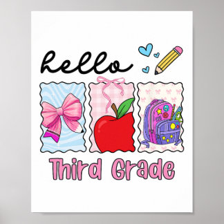 Preppy Girly Ck To School Hello Third Grade Teache Poster
