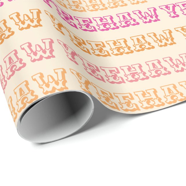 Preppy Girly Cowgirl Yeehaw Orange Hot Pink Wrapping Paper (Roll Corner)