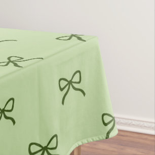 Preppy Girly Green Bow Pattern Spring & Summer Tablecloth
