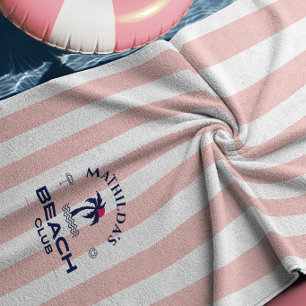 Preppy Girly Pink Beach Club Towel