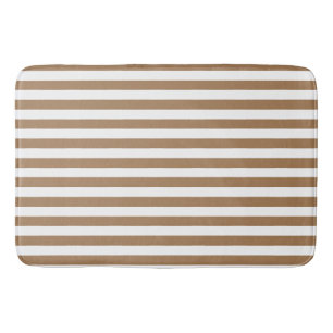 Preppy Gold and White Stripes Geometric Pattern Bath Mat