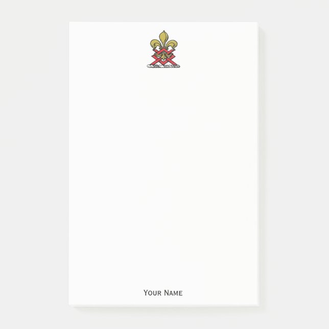 Preppy Gold Red Heraldic Crest Fleur de Lis Emblem Post-it Notes (Front)
