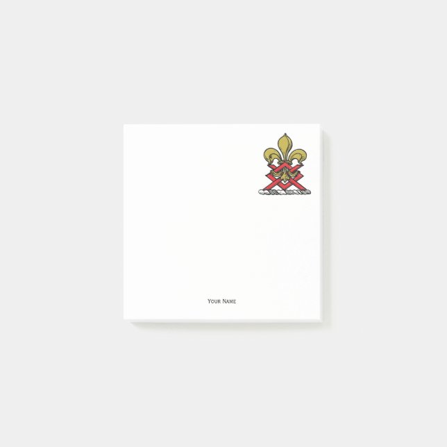 Preppy Gold Red Heraldic Crest Fleur de Lis Emblem Post-it Notes (Front)