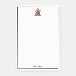 Preppy Gold Red Heraldic Crest Fleur de Lis Emblem Post-it Notes