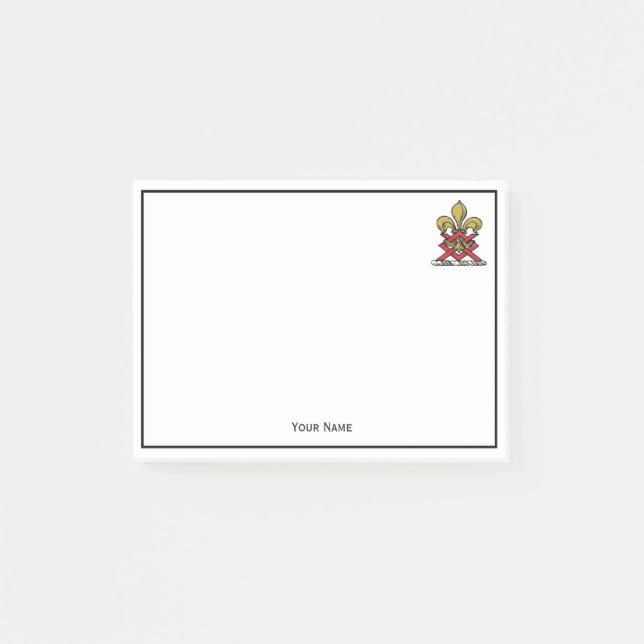 Preppy Gold Red Heraldic Crest Fleur de Lis Emblem Post-it Notes (Front)