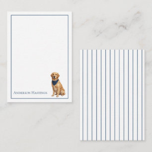 Preppy Golden Retriever and Stripes Card
