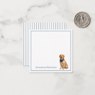 Preppy Golden Retriever and Stripes Card