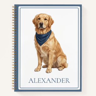 Preppy Golden Retriever Personalised Notebook