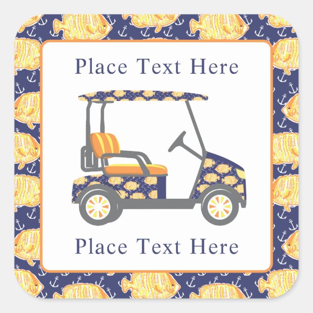 Preppy Goldfish Golf Cart Square Sticker (Front)