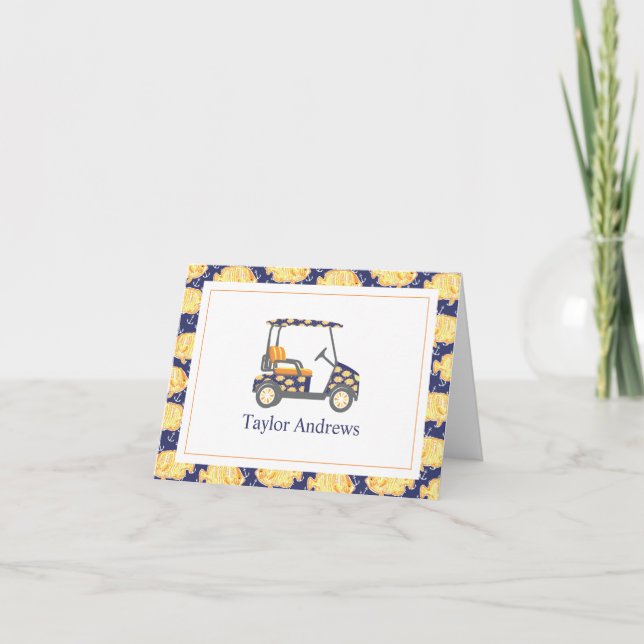 Preppy Goldfish Palm Beach Golf Cart Thank You Card (Front)