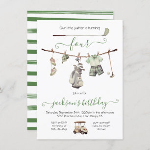 Preppy Golf Boy Birthday Party Invitation