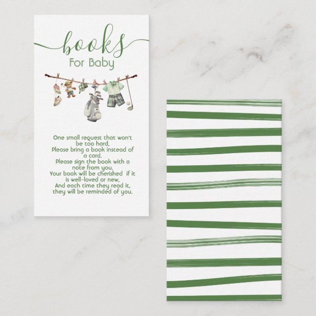 Preppy Golf Boy clothesline books for baby Enclosure Card (Front/Back)