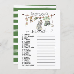 Preppy Golf Clothesline Baby Word Scramble Invitation
