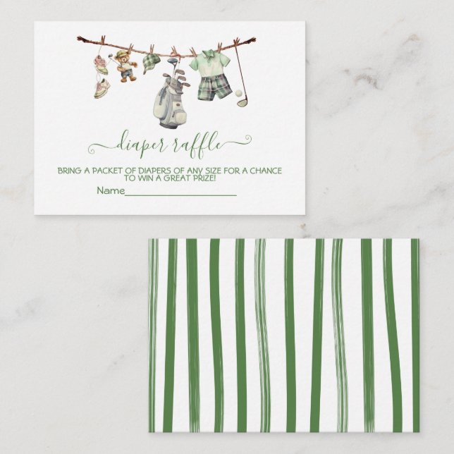 Preppy Golf clothesline Diaper Raffle card (Front/Back)