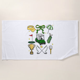 Preppy Golf Coquette Beach Towel
