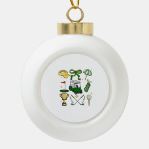 Preppy Golf Coquette Ceramic Ball Christmas Ornament