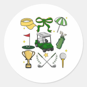 Preppy Golf Coquette Classic Round Sticker