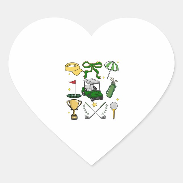 Preppy Golf Coquette Heart Sticker (Front)