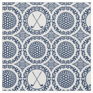 Preppy Golf Damask - Navy Fabric