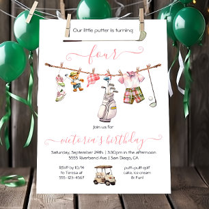 Preppy Golf girl Birthday Party Invitation