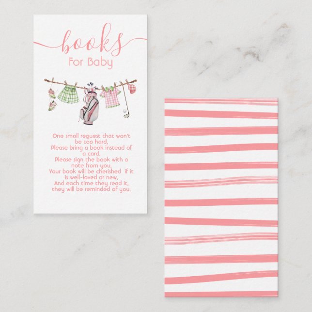 Preppy Golf girl clothesline books for baby Enclosure Card (Front/Back)