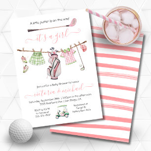 Preppy Golf Girl Girly Baby Shower Invitation
