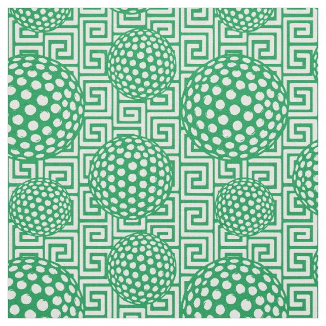 Preppy Golf Greek Key - Green Fabric (Swatch)