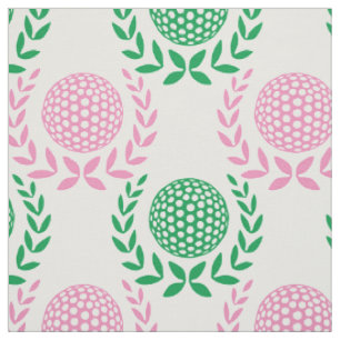 Preppy Golf Laurel Wreath - Pink & Green Fabric