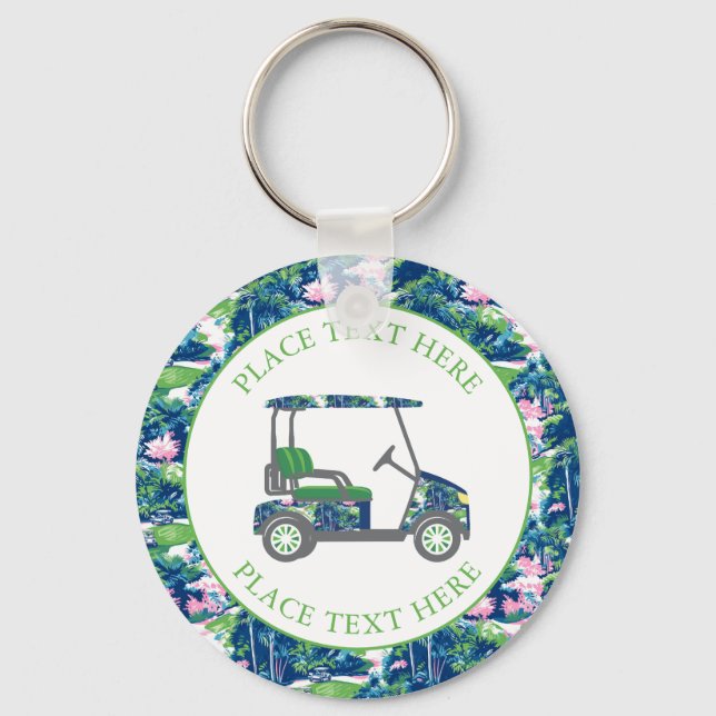 Preppy Golf Print Golf Cart Key Ring (Front)