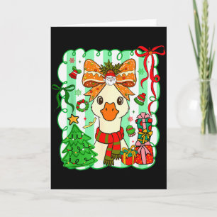 Preppy Gooses Bow Xmas Tree Funny Christmas Girl W Card