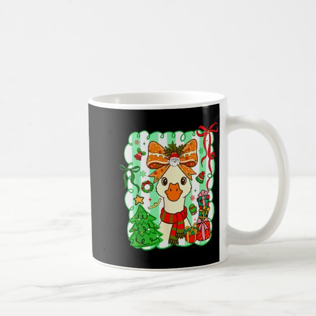 Preppy Gooses Bow Xmas Tree Funny Christmas Girl W Coffee Mug (Right)
