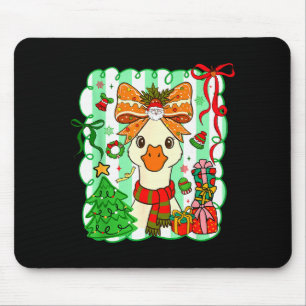 Preppy Gooses Bow Xmas Tree Funny Christmas Girl W Mouse Mat