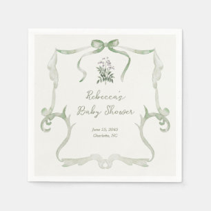 Preppy Grandmillenial Sage Green Frame Baby Shower Napkin