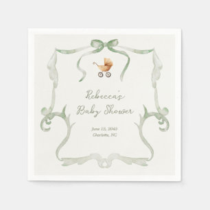 Preppy Grandmillenial Sage Green Frame Baby Shower Napkin