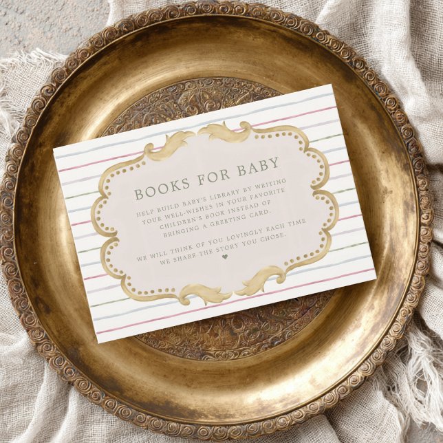 Preppy Grandmillennial Books for Baby Shower Enclosure Card (Creator Uploaded)