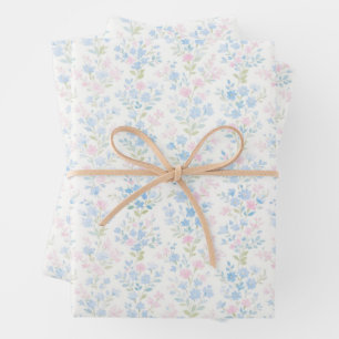 Preppy Grandmillennial Christmas Flowers Wrapping Paper Sheet