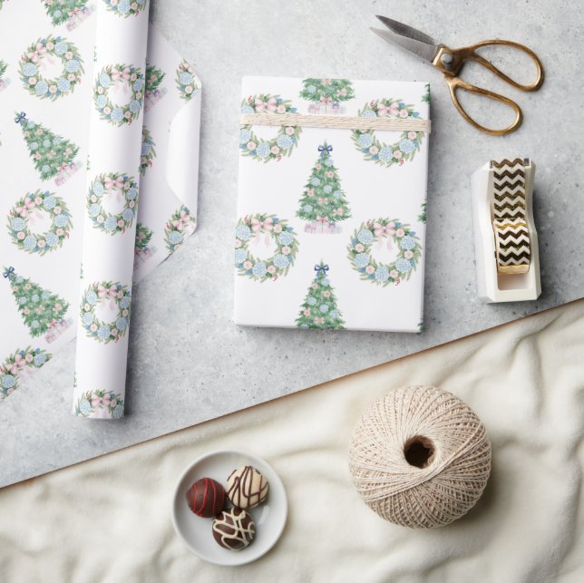 Preppy Grandmillennial Christmas Wrapping Paper (Crafts)